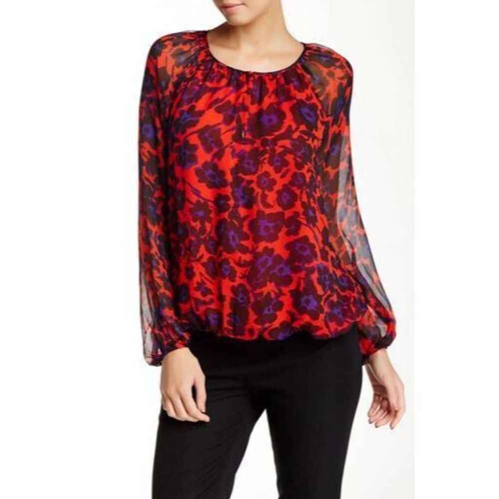 Diane Von Furstenberg Hathaway Silk Blouse Floral Sheer Romantic Flowy Elegant S